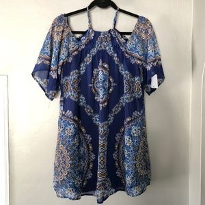 City Studios Juniors' Printed Cold-Shoulder Halter